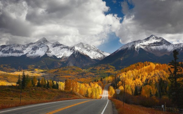 Обои осень дорога горы (44 фото)