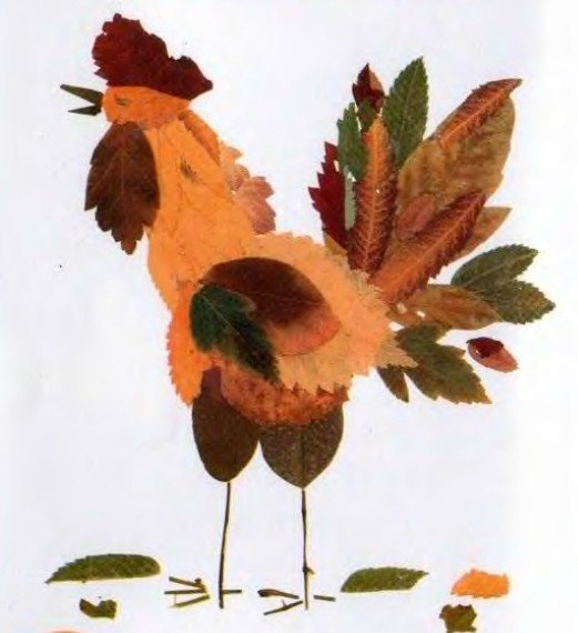 Аппликации из листьев птица осень (43 фото)