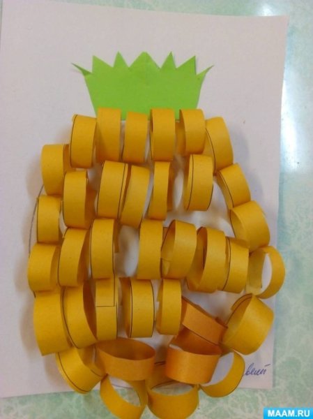 Аппликации ананас из полосок бумаги (42 фото)