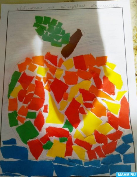 Аппликации из кусочков бумаги обрывные яблоко (44 фото)