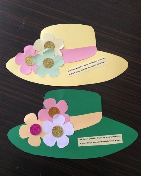 Аппликации шляпа из цветной бумаги (43 фото)
