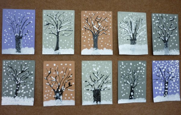 Аппликации снежные деревья (45 фото)
