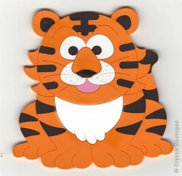 Аппликации тигр из цветной бумаги (45 фото)