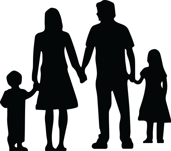 Черные силуэты семьи на белом фоне (39 фото)
