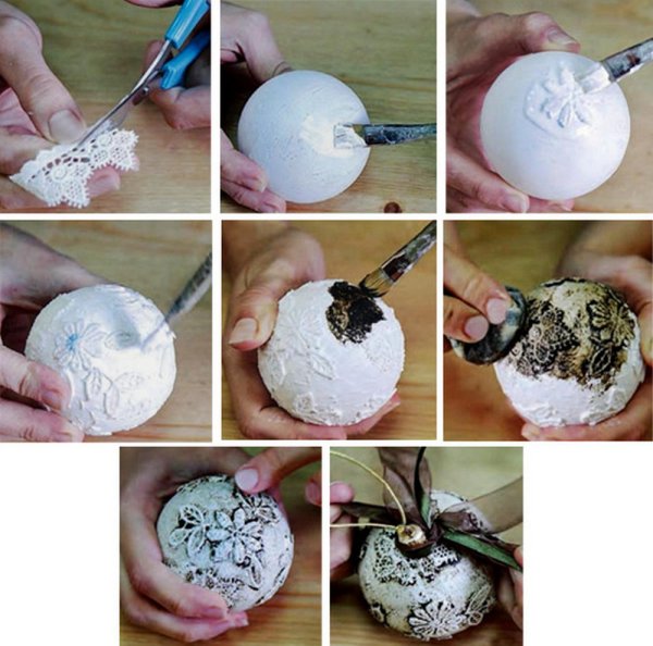 Украсить шар из пенопласта