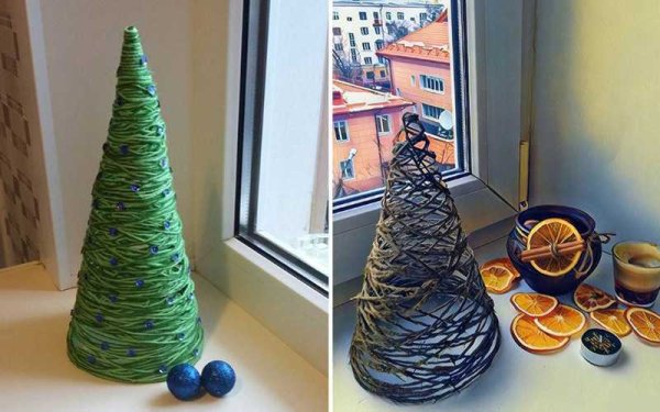 Поделки елка новогодняя из ниток: идеи по изготовлению своими руками (44 фото)