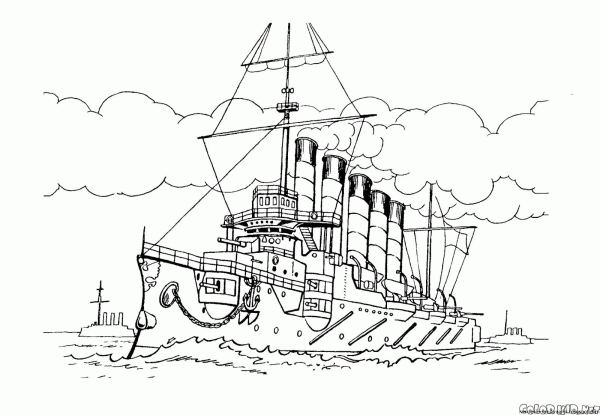 Раскраски корабль крейсер аврора (44 фото)