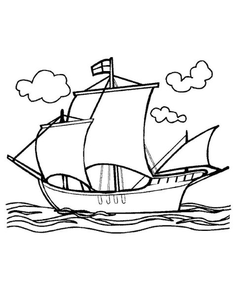 Раскраски корабль с флагом (40 фото)