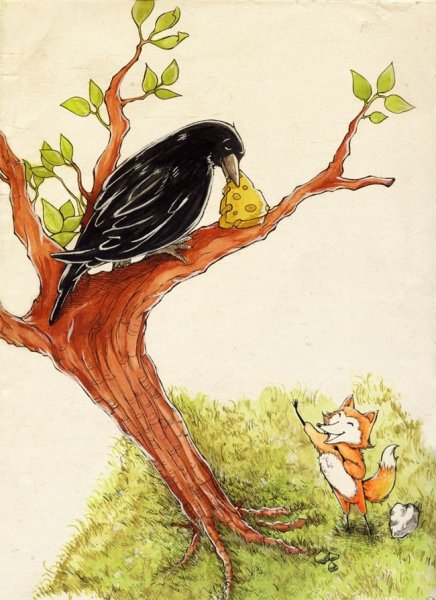 Иллюстрация на тему ворона и лисица (45 фото)